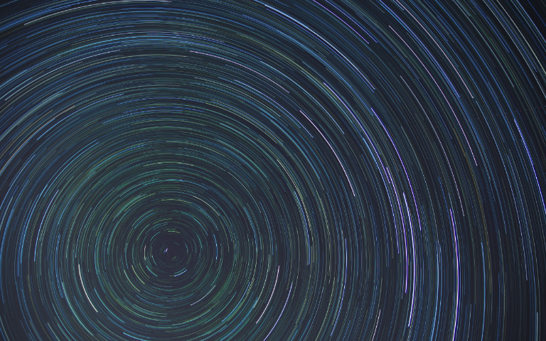 Startrails circulate. Looks like circles, get bigger from the mid to the edge.
